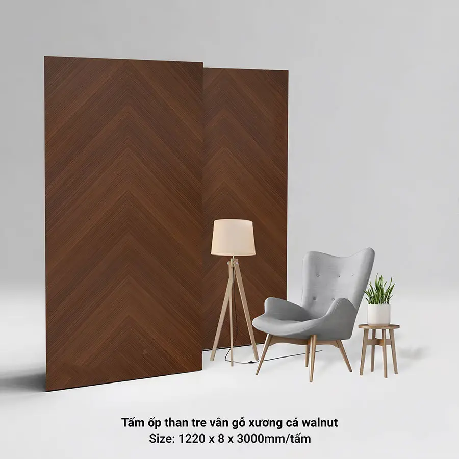Tấm ốp vân gỗ xương cá walnut