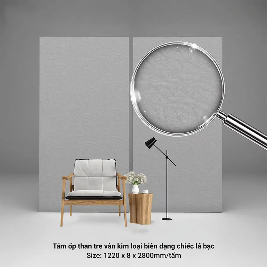 Tấm ốp vân kim loại màu bạc