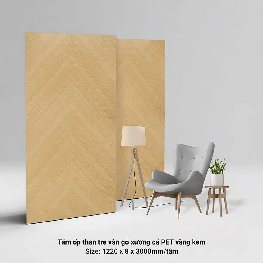 Tấm ốp vân gỗ xương cá PET